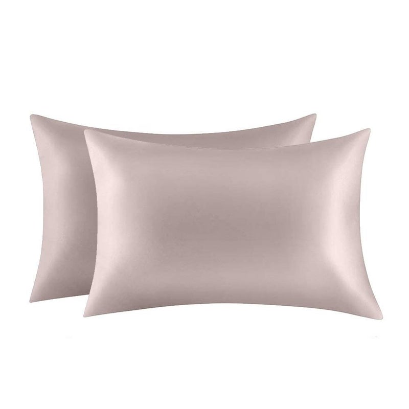 Jocoku 100% Mulberry Silk Pillowcases Set of 2 for Hair and Skin and Super Soft and Breathable King Size Nature Silk Pillowcases (King  Apricot Gray) - Image 1